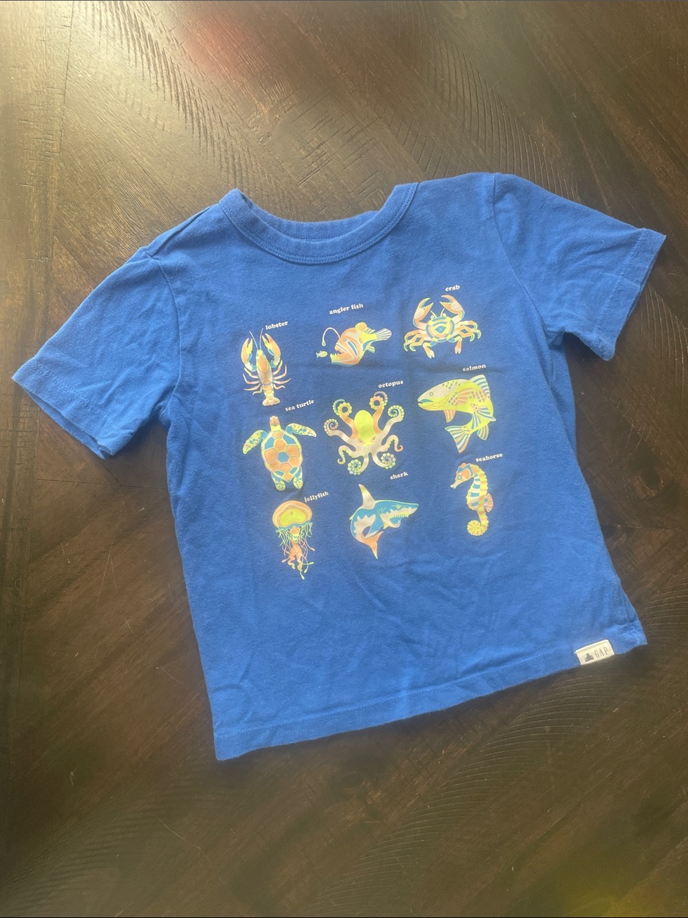 GAP Blue Short-Sleeve Kids Tee with Colorful Sea Creature Print